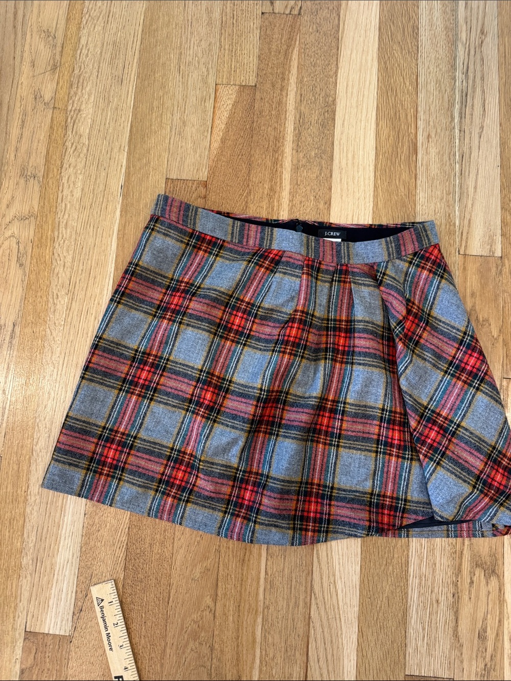 J. Crew Gray Plaid Mini Skirt with Red and Black Tartan